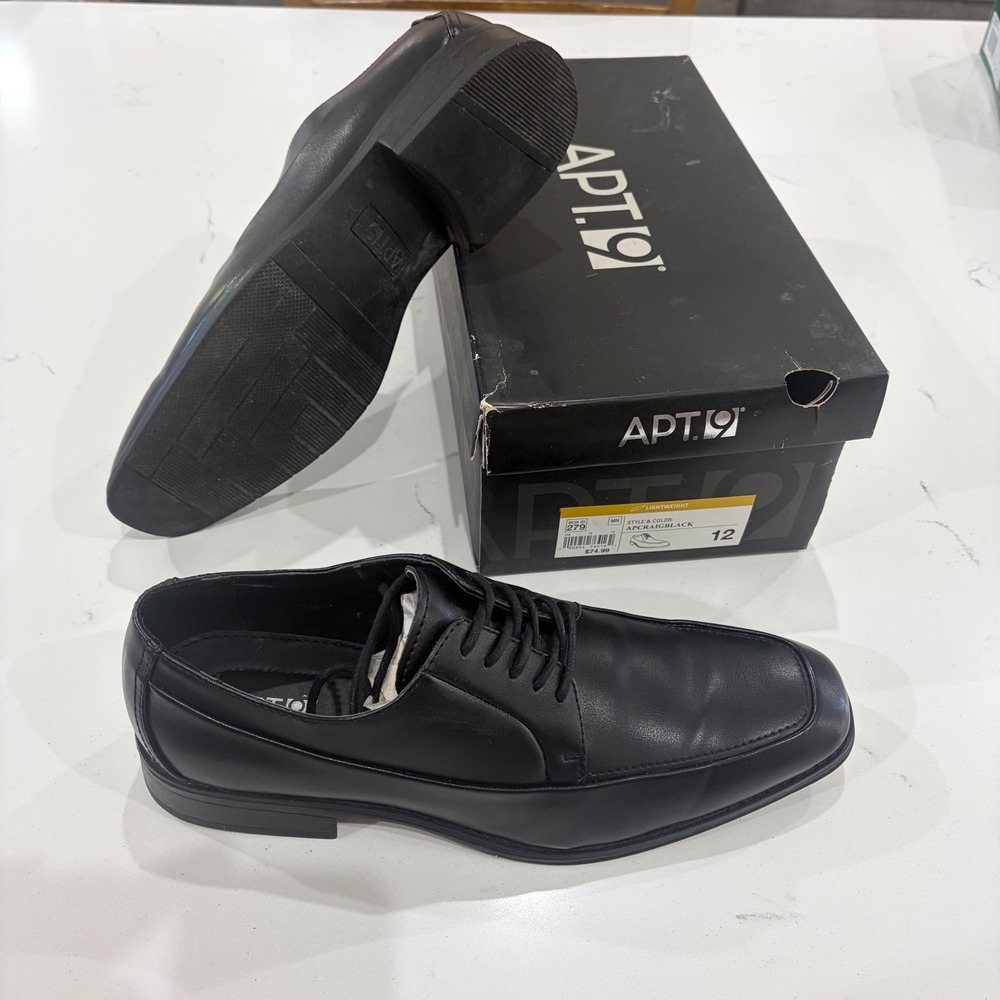 Apt. 9 Black Leather Lace-Up Oxford Dress Shoes